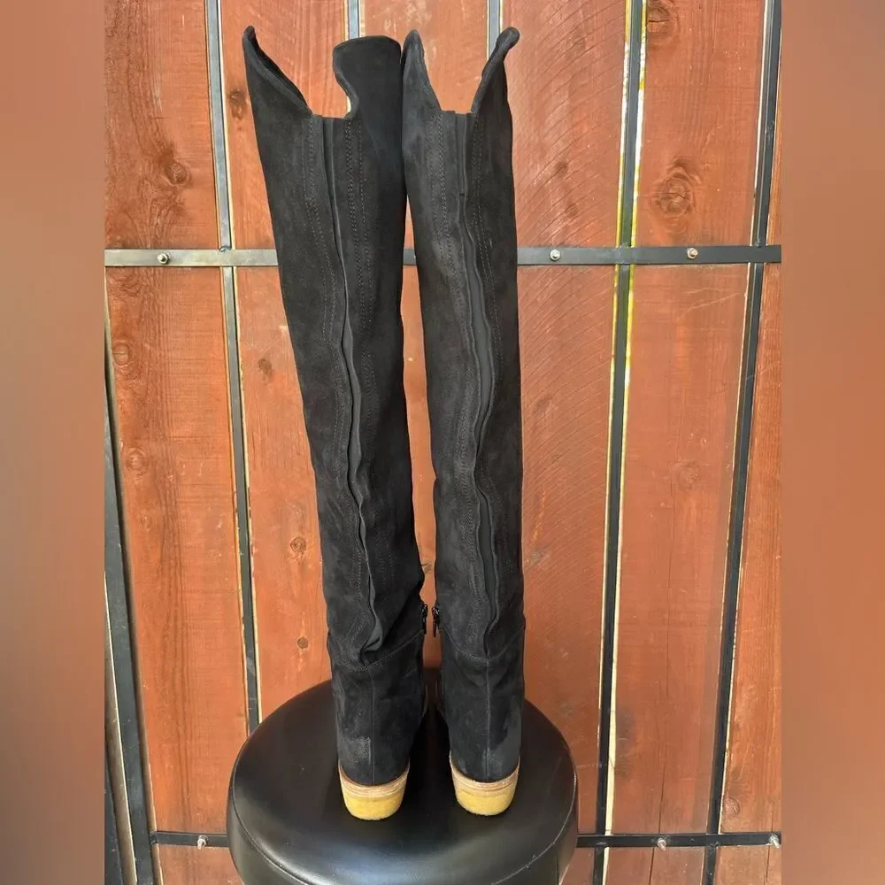 Free People Banks Over-The-Knee Boots Black Suede 36.5